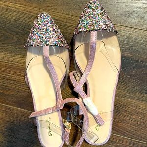 5/25$ Sparkle flats, never worn